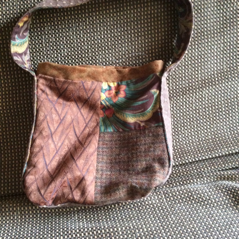 Verona Road USA bag multi fabric patches.